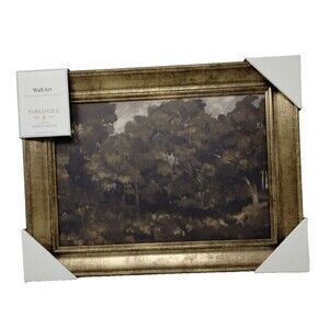 NEW Moody Trees Framed Canvas Board Wall Studio McGee 16" X 12" Threshold